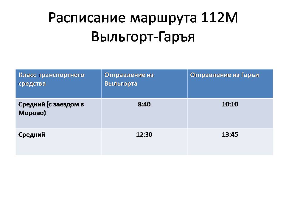 Со 2.01.2024 будет действовать муниципальный маршрут № 112М «Выльгорт — Гаръя».